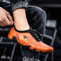 Men's Fashion Retro Handmade Leather Beanie Octopus Shoes Comfortable Driving Shoes