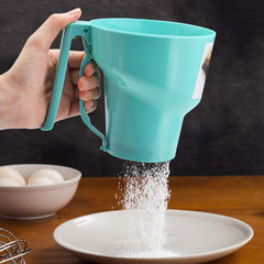 One-handed Flour Sifter Plastic Sieve Cup Screen Mesh Powder Flour Sieve