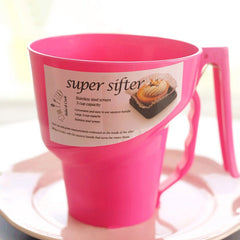 One-handed Flour Sifter Plastic Sieve Cup Screen Mesh Powder Flour Sieve