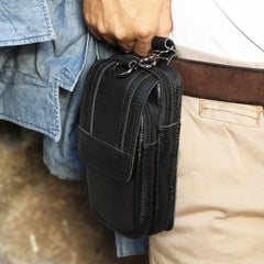 Men's Retro Classic Leather Messenger Shoulder Bag Business Waist Bag Phone Bag
