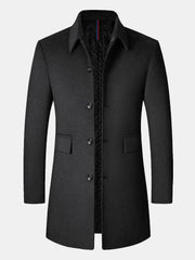 Dark Thickened Woolen Coat Men's Lapel Windbreaker Top Jacket Autumn and Winter