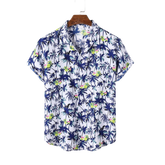 Men's Cotton Coconut Revere Collar Tree Print Short Sleeve Shirt