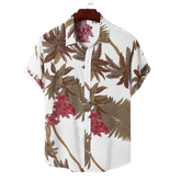 Men Tropical Leaf Hawaii Style Casual Skin Soft Short Sleeves Hawaiian Shirts