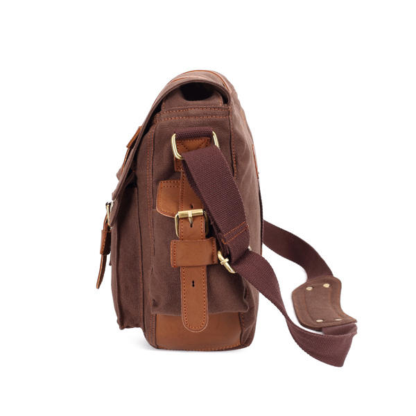 Men Canvas Leather Casual Outdoor Messenger Shoulder Crossbody Bag