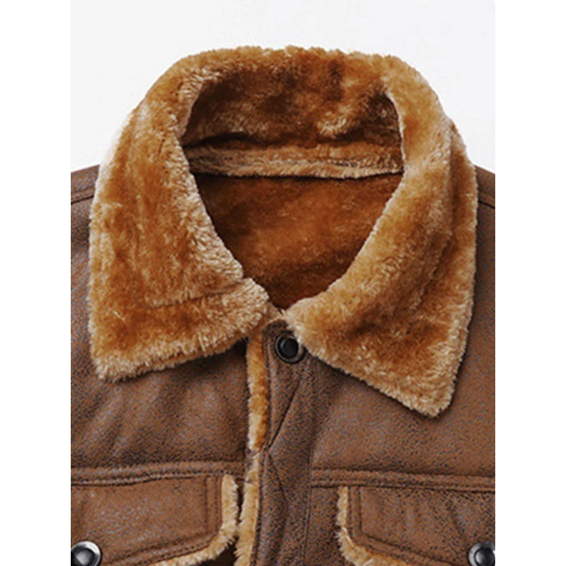 Plush Fur Men's Casual Work Jacket Casual Workwear Coats