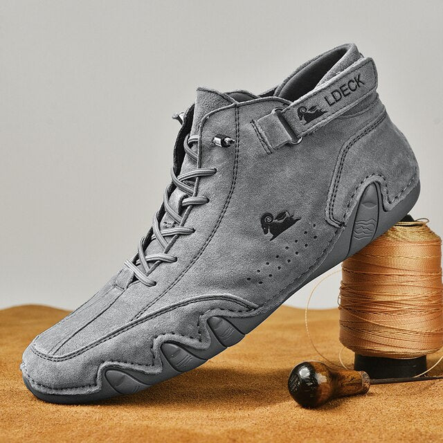 Men's Leather Suede High Top Lace-Up Hook Loop Outdoor Ankle Boots