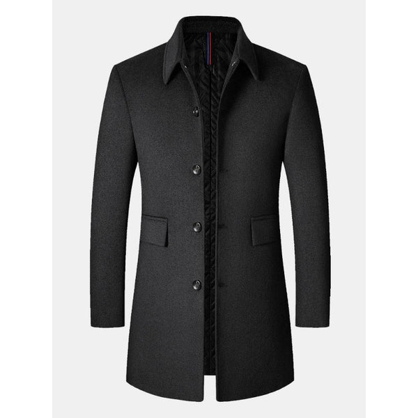 Dark Thickened Woolen Coat Men's Lapel Windbreaker Top Jacket Autumn and Winter