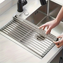 Deluxe Roll-Up Stainless Steel Dish Drying Rack