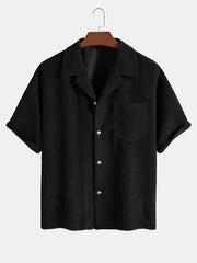 Short Sleeve Corduroy Boxy Shirt