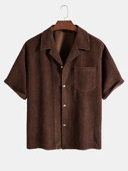 Short Sleeve Corduroy Boxy Shirt