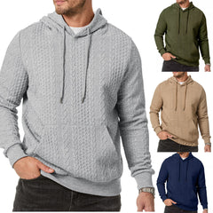 Men's Casual Pullover Textured Hoodie Drawstring Hooded Sweatshirt