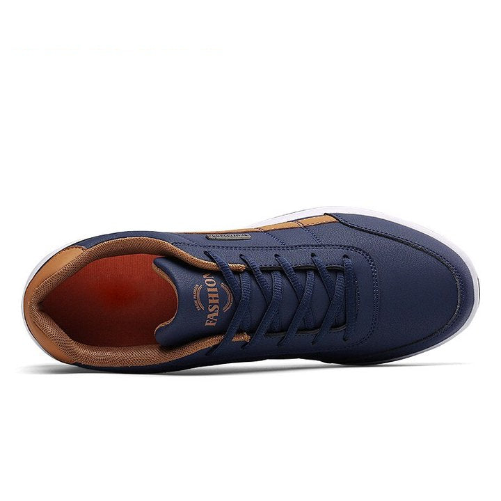 Men's Casual Breathable Lace-up Leather Sneakers Shoes