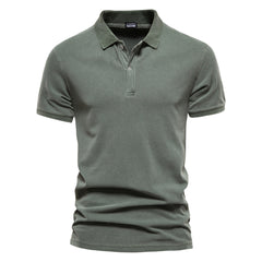 100% Cotton Men's  Solid Color Casual Short SleeveTurndown Polo Shirt