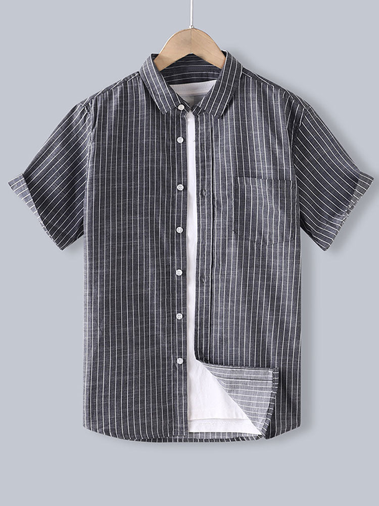 Men Cotton Striped Button Up Shirt