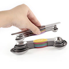 9pcs Dual Sided Stainless Steel Magnetic Measuring Spoons