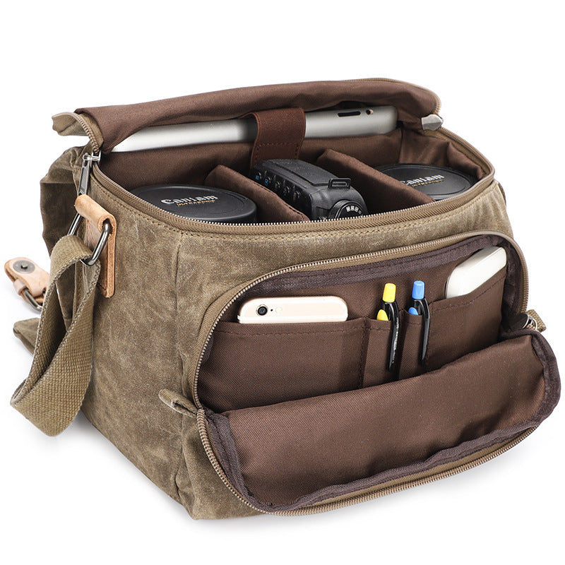 Waterproof Canvas Camera Bag for Men Women - DSLR Camera Backpack