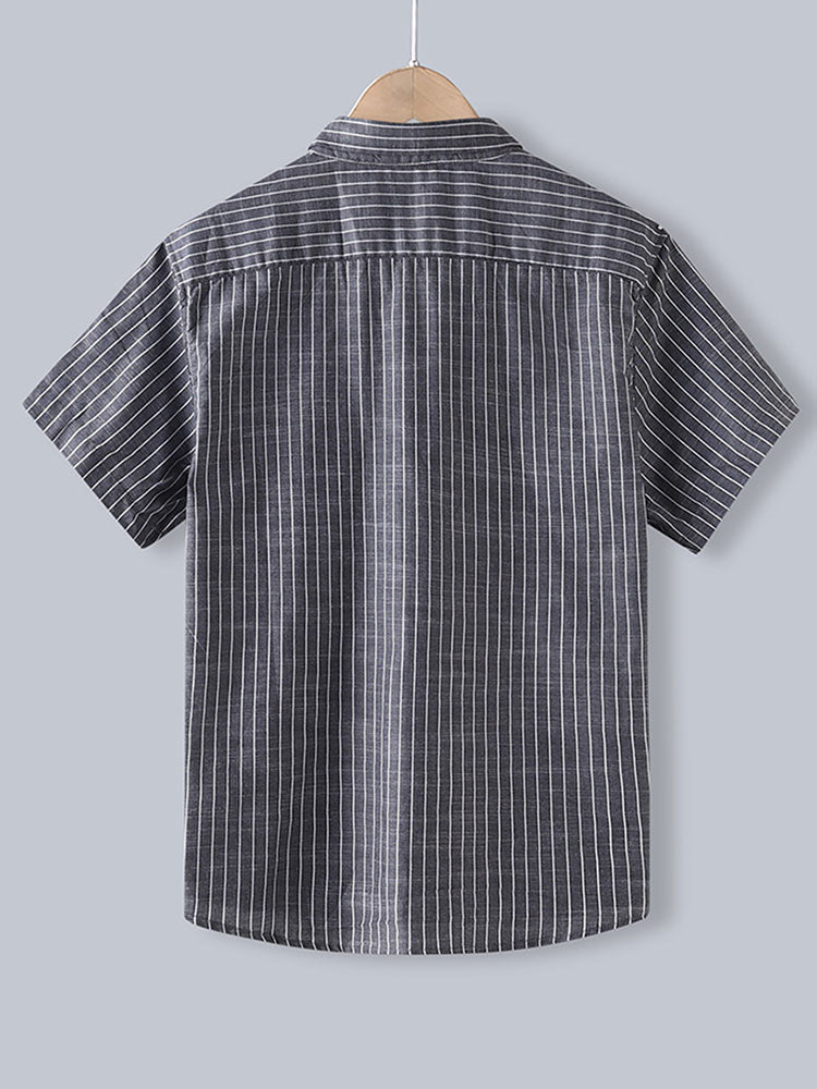 Men Cotton Striped Button Up Shirt