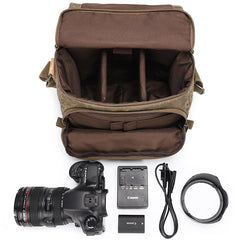Waterproof Canvas Camera Bag for Men Women - DSLR Camera Backpack