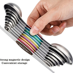 9pcs Dual Sided Stainless Steel Magnetic Measuring Spoons