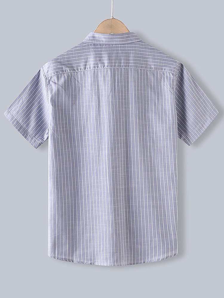 Men Cotton Striped Button Up Shirt