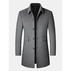 Dark Thickened Woolen Coat Men's Lapel Windbreaker Top Jacket Autumn and Winter