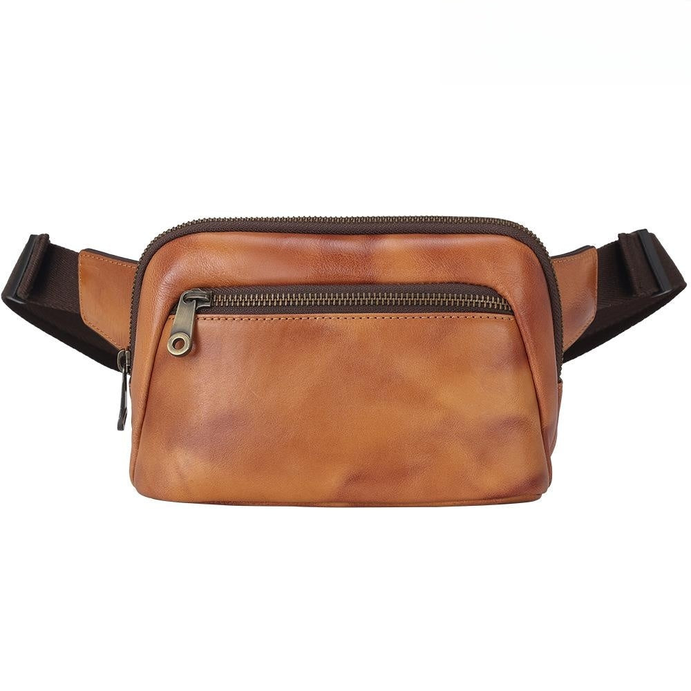 Simple Leather Wear-resistant Top Layer Cowhide Outdoor Travel Waist Bag Chest Bag