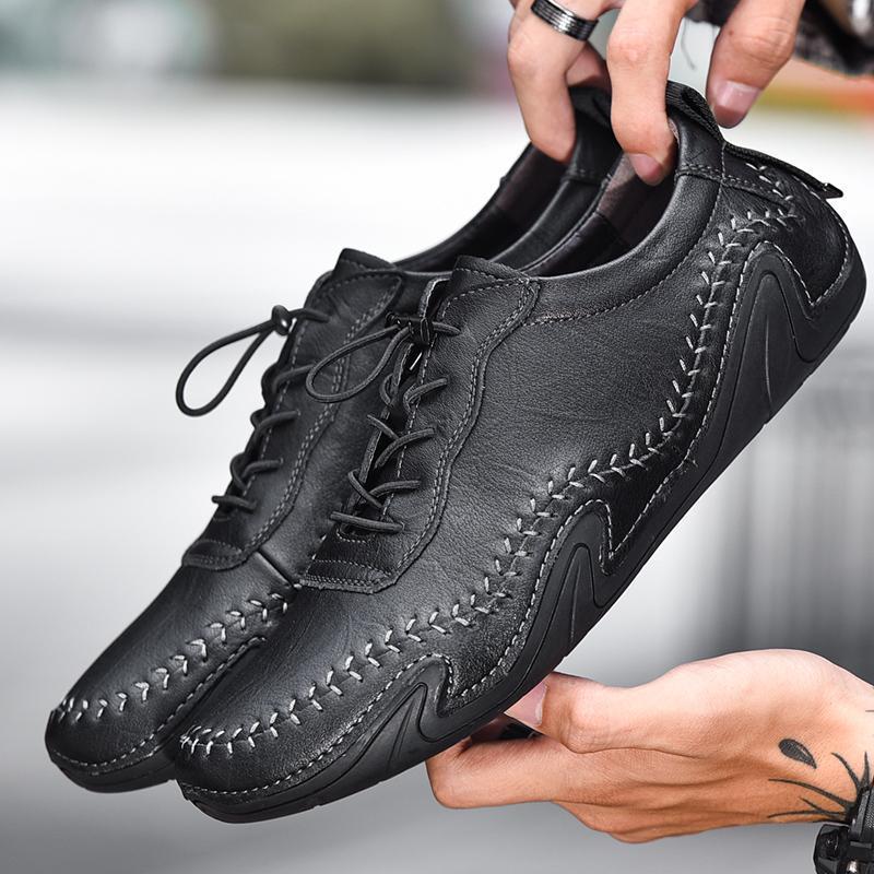 Men Athletic Breathable Handmade Leather Shoes