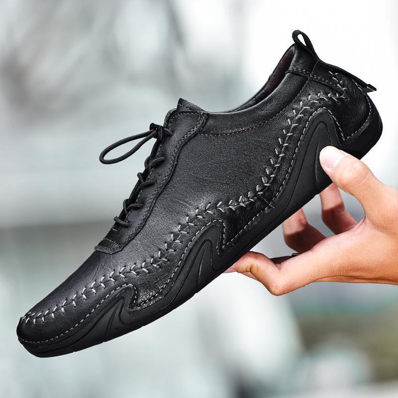 Men Athletic Breathable Handmade Leather Shoes