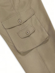 Manfinity Homme Men Flap Pocket Cargo Pants Without Belt Men's Convertible Hiking Pants