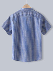 Men Cotton Striped Button Up Shirt