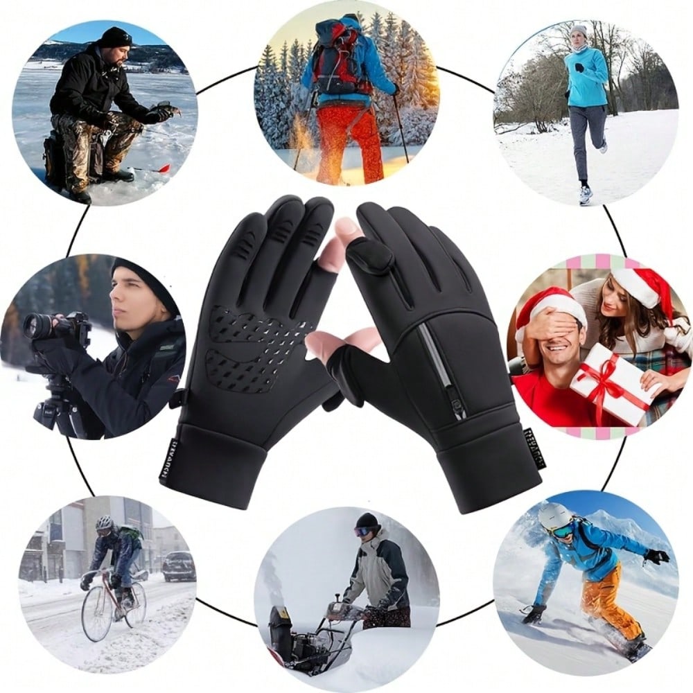 1 Pair Of Winter Windproof And Waterproof Touch Screen Warm Gloves, Suitable For Outdoor Cycling, Fishing, Running, Skiing, Christmas Gifts