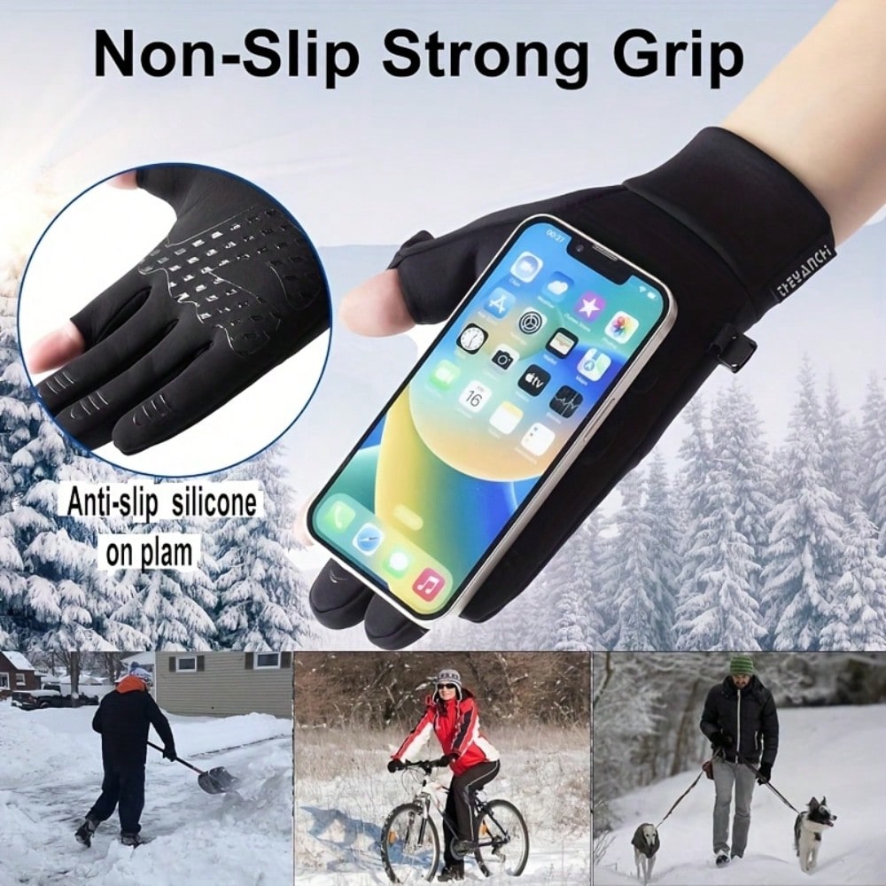 1 Pair Of Winter Windproof And Waterproof Touch Screen Warm Gloves, Suitable For Outdoor Cycling, Fishing, Running, Skiing, Christmas Gifts