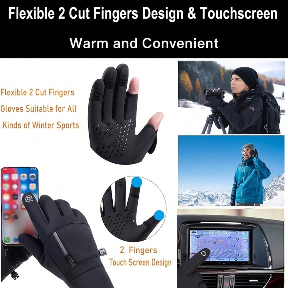 1 Pair Of Winter Windproof And Waterproof Touch Screen Warm Gloves, Suitable For Outdoor Cycling, Fishing, Running, Skiing, Christmas Gifts