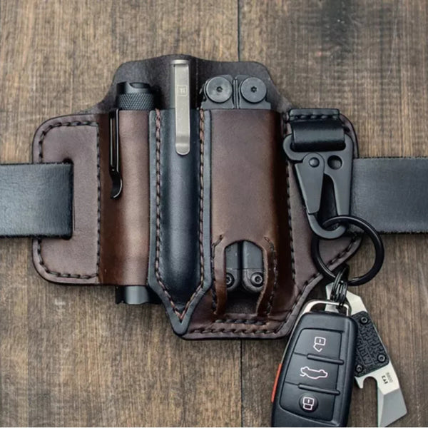 EDC Tactical Tool Leather Case Retro Outdoor Tool Pocket Sports Pocket Belt Bag