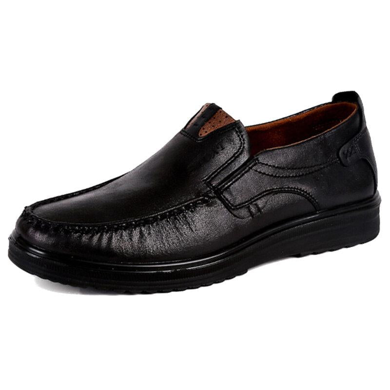 Men's Retro Color Leather Large Size Soft Sole Casual Shoes