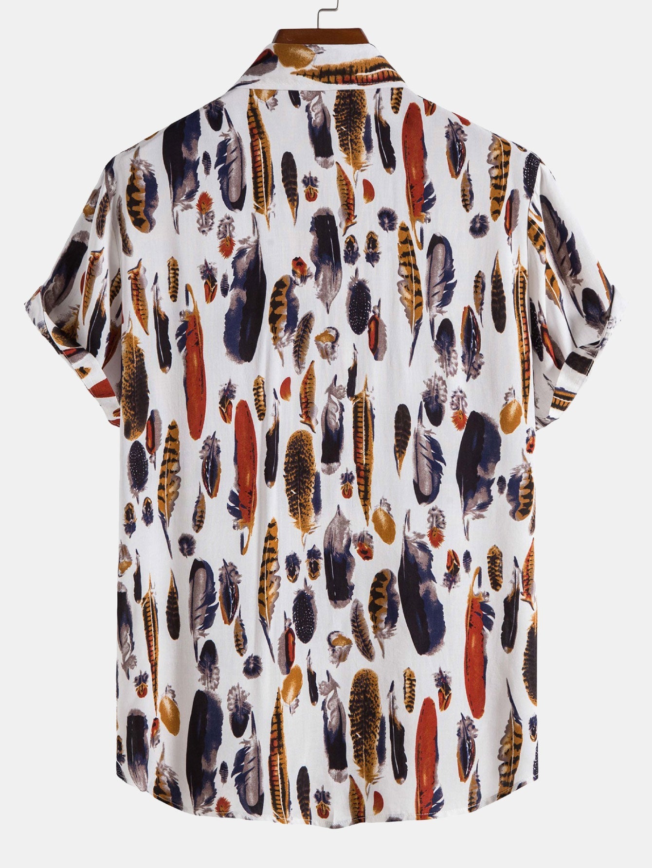 Feather Print Button Up Shirt