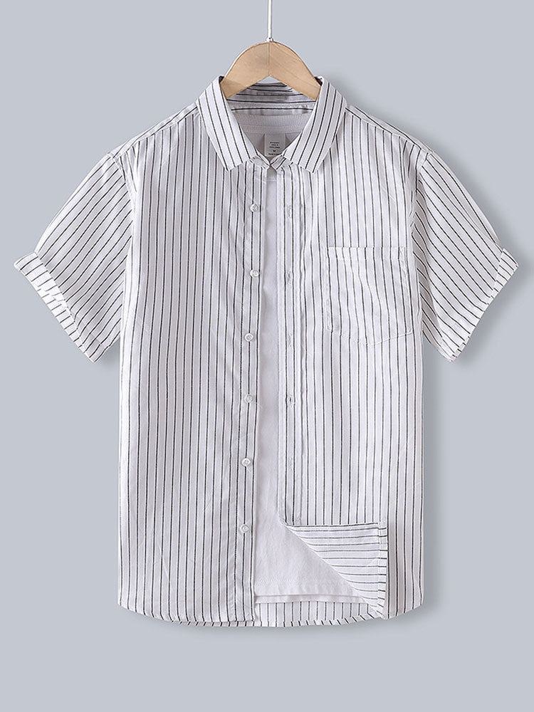 Men Cotton Striped Button Up Shirt