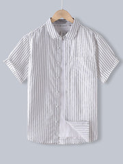 Men Cotton Striped Button Up Shirt