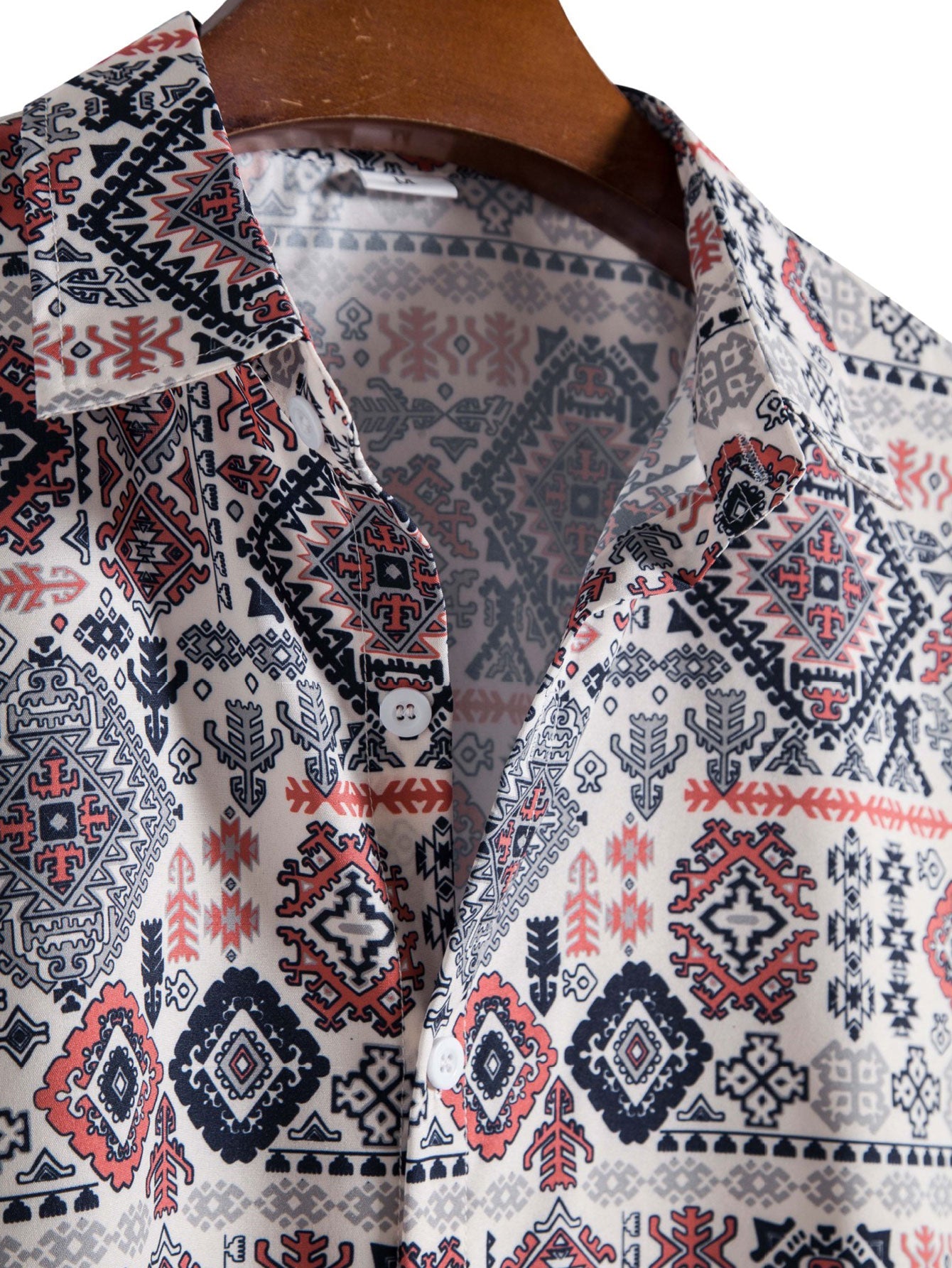 Aztec Geometry Print Button Up Shirt