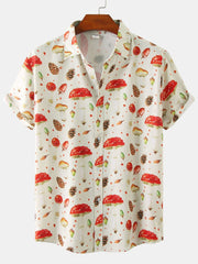 Mushroom Pine Nuts Print Shirt