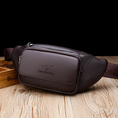 Men's Luxury Genuine Leather Retro Large Capacity Messenger Waist Bag Business Waist Bag