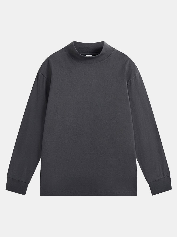 Basic Long Sleeve Mock Neck T-Shirt