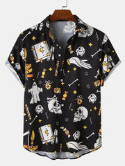 Halloween Ghost Skull Print Shirt