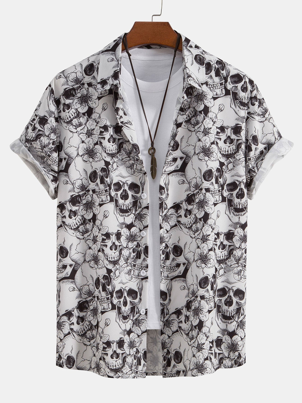 Skull Print Button Up Shirt