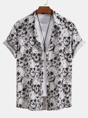 Skull Print Button Up Shirt