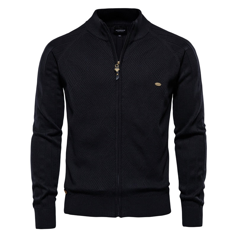 Men's Casual Quality Cotton Zipper Cardigan Knitted Jacket