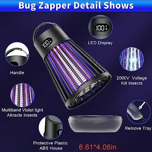 Cordless LED Digital Display Electric Mosquito Bug Zapper Mosquito Killing Lamp Fly Trap Camp Lamp