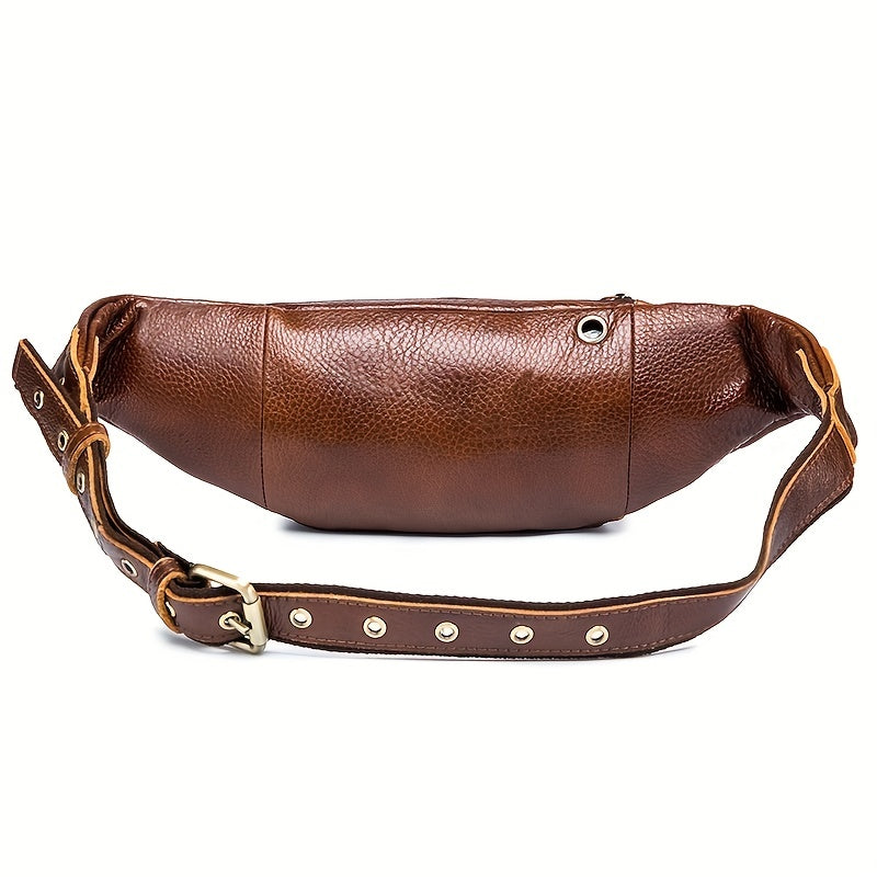 Genuine Leather Outdoors Fanny Bag Waist Bag For Men Travel Hiking Running Waist Bag Cell Phone Pouch Cashier Bag