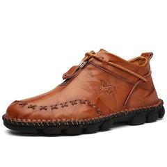 Men's Hand Stitching Cow Leather Non Slip Soft Sole Casual Boots