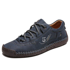 Men's Microfiber Leather Hand Stitching Comfort Soft Casual Sneakers Shoes